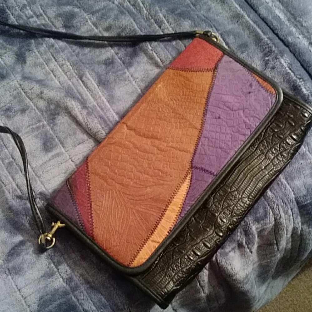 Vegan Leather Patchwork Clutch